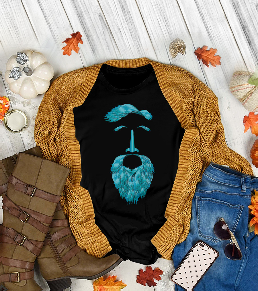 Hipster Waterboy Aqua Beard Face with Artistic Waves and Hair T-Shirt