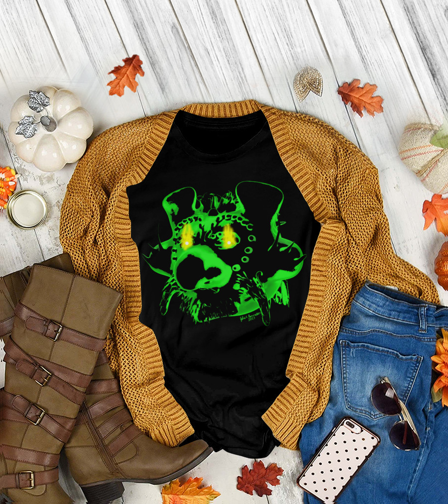 Goblin Fire Jo Glowing Green Canine Face T-Shirt