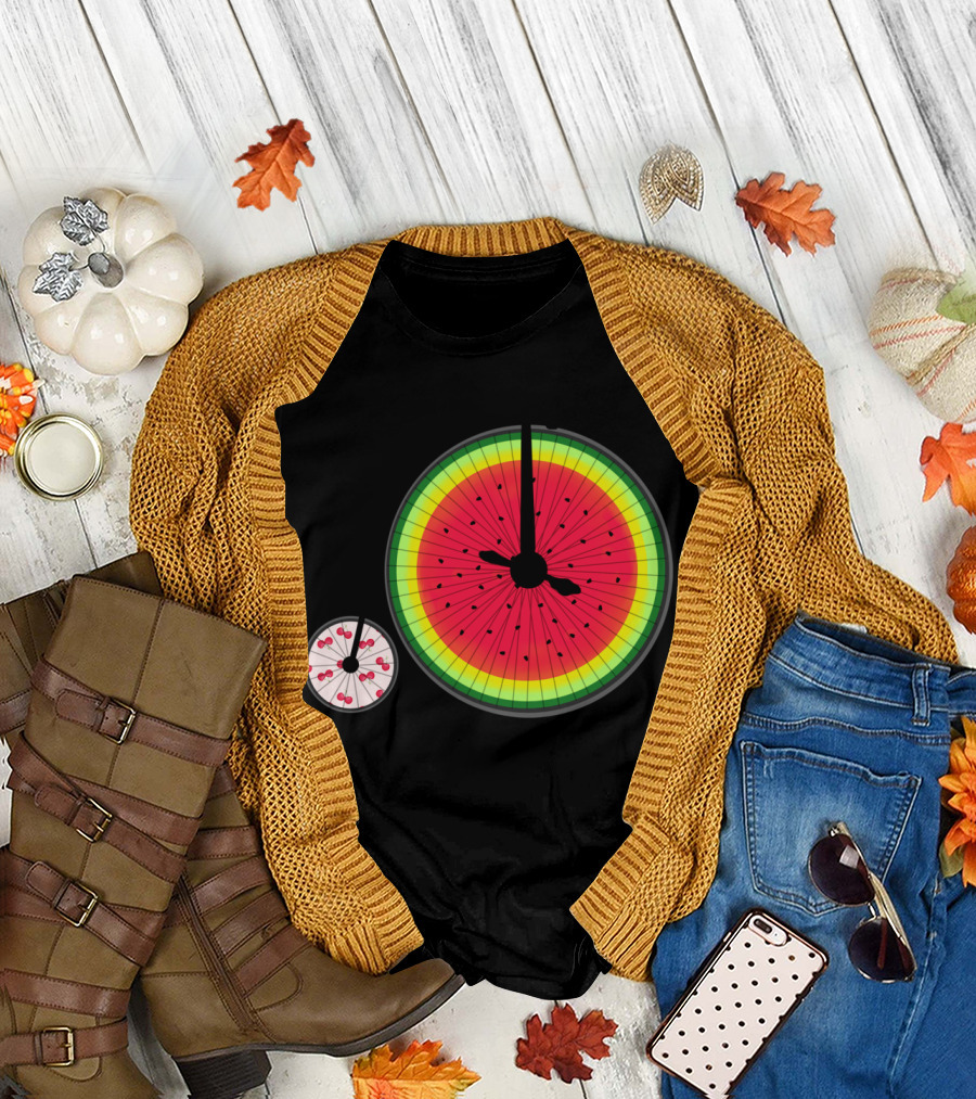 Vintage Bicycle Watermelon Cherry Wheels T-Shirt
