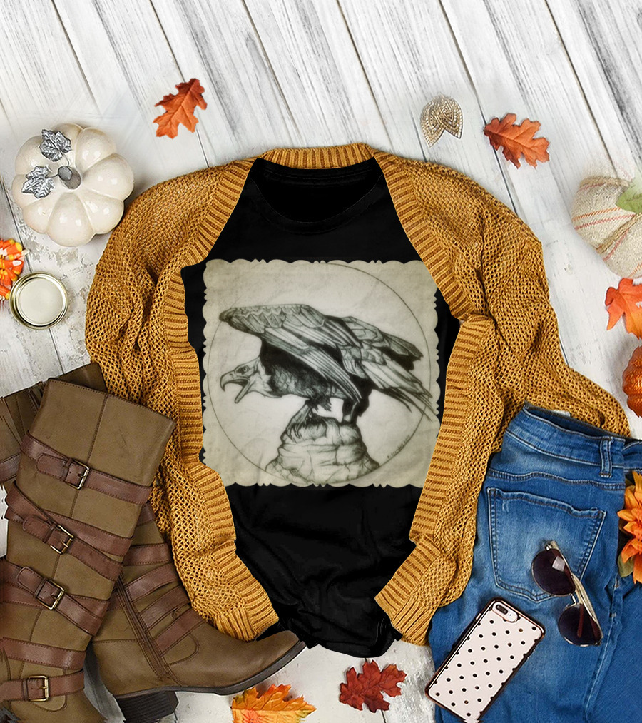 Vintage Eagle Soaring Majesty on Perched Rock T-Shirt