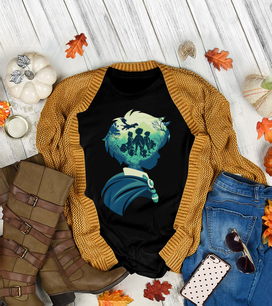 Adventure From Another World Silhouette Journey with Flying Dragon and Heroic Companions T-Shirt