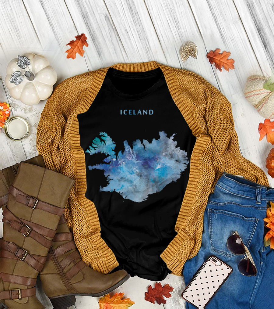 Iceland Watercolor Map T-Shirt