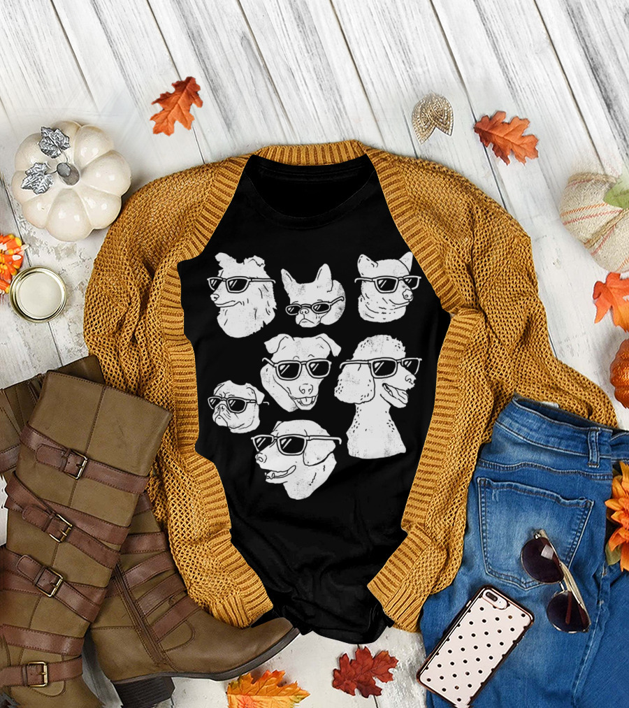 Dog Dogs Sunglasses Cool Canine Compilation T-Shirt