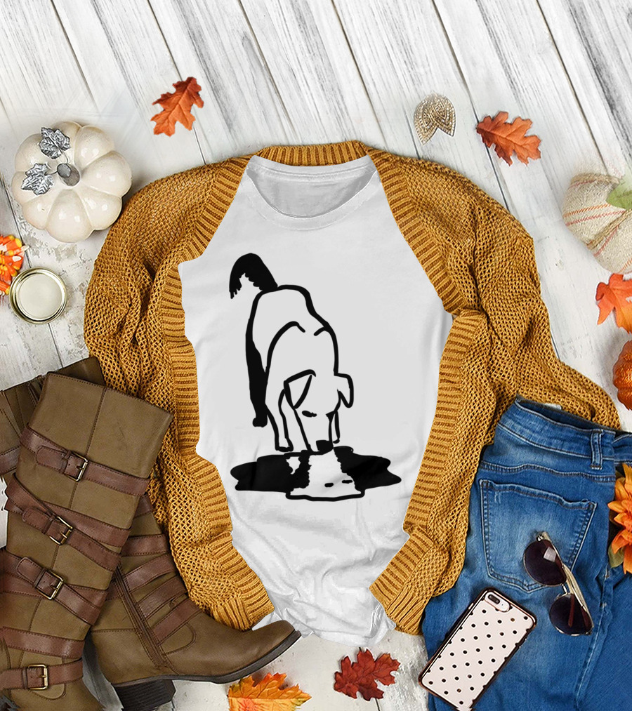 Dog Drinking Reflection T-Shirt