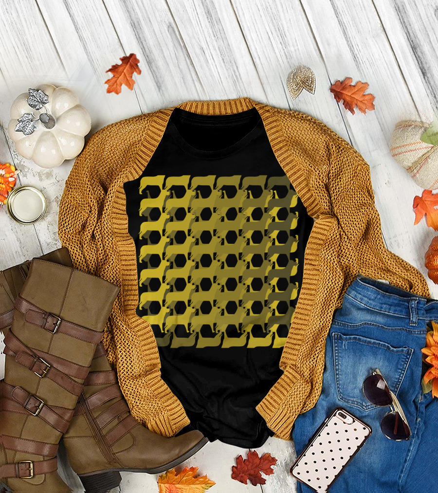 Dog Eat Dog Optical Illusion Yellow and Black T-Shirt