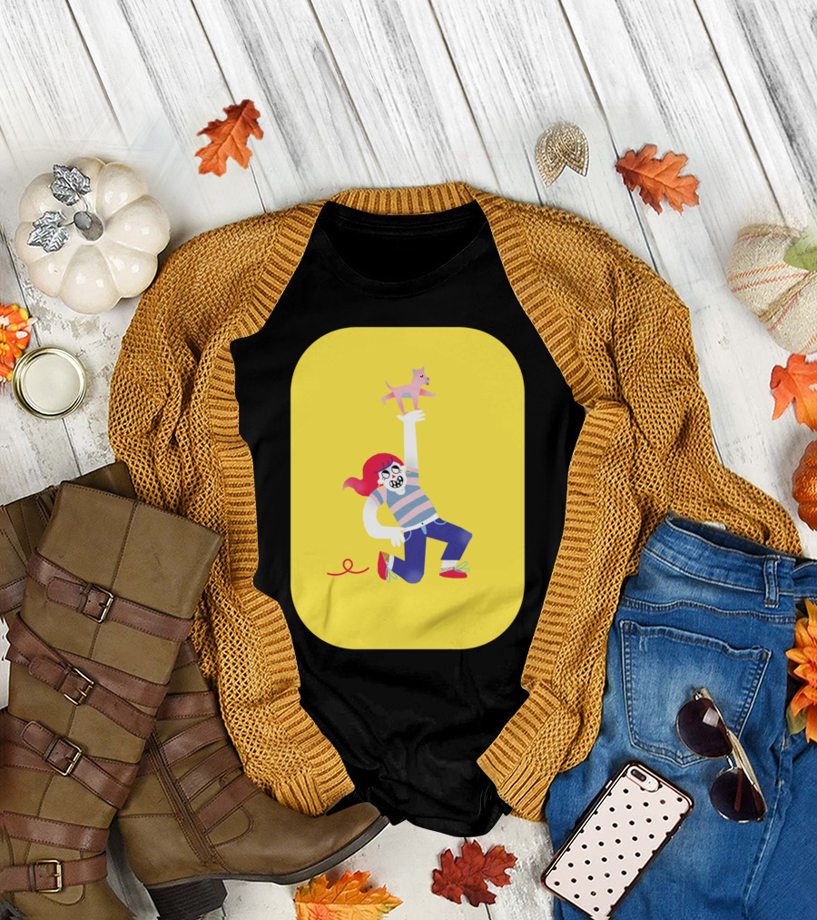 Dog Lover Playful Adventure with Pink Dog T-Shirt