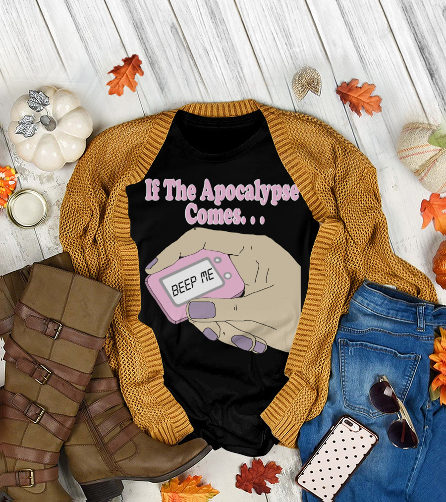 If The Apocalypse Comes Beep Me Pastel Pink Pager Aesthetic Retro Nostalgia T-Shirt