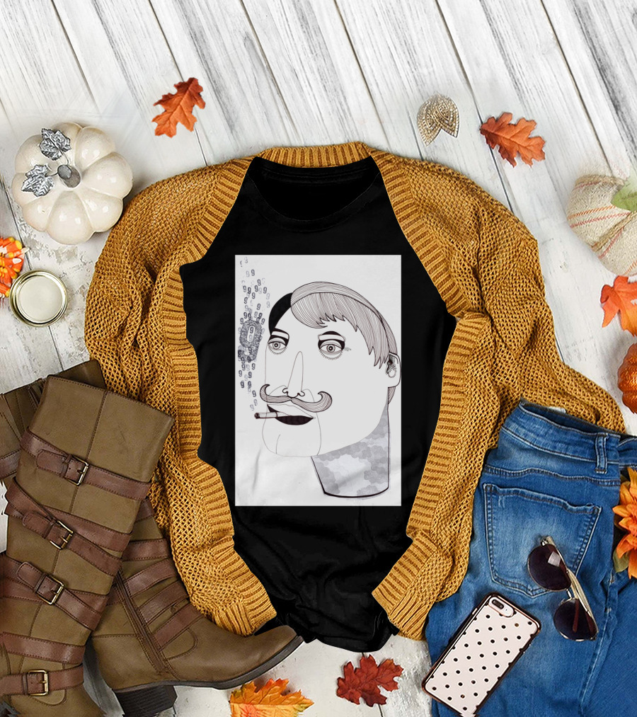 Smoking Number 9 Face with Mustache and Cigarette T-Shirt