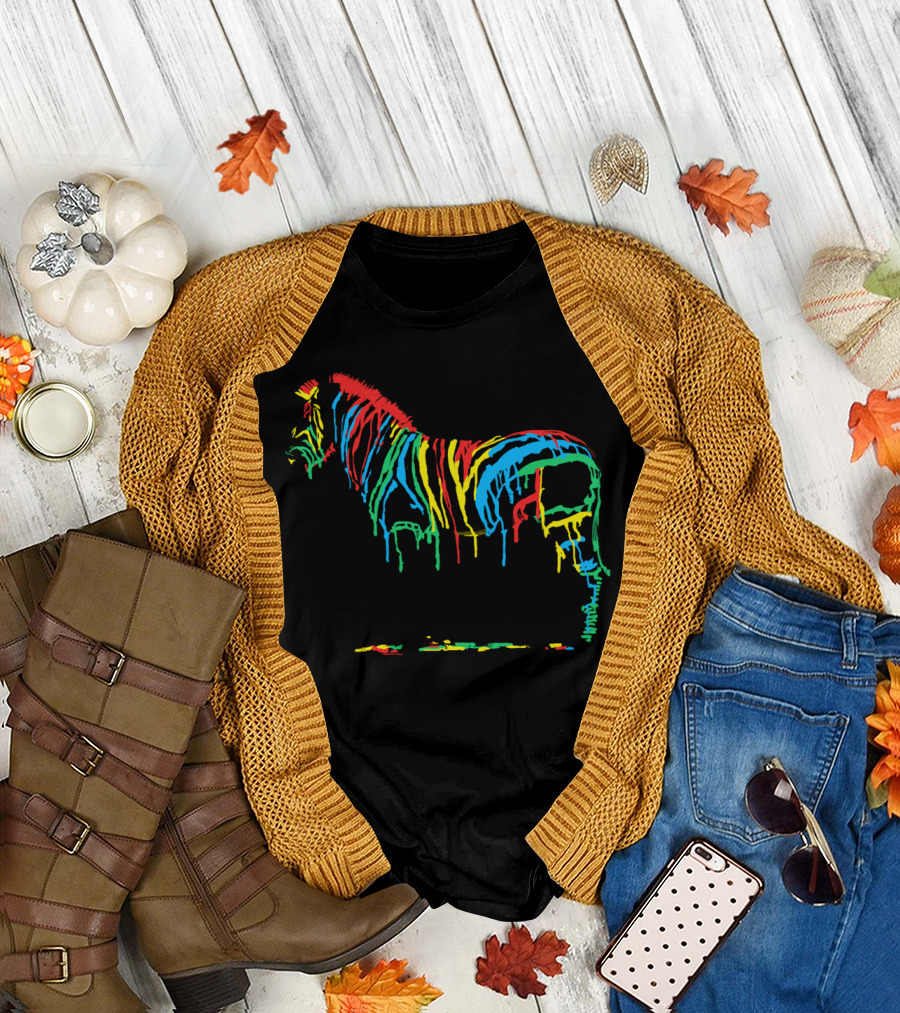 Fresh Paint Dripping Colorful Zebra T-Shirt