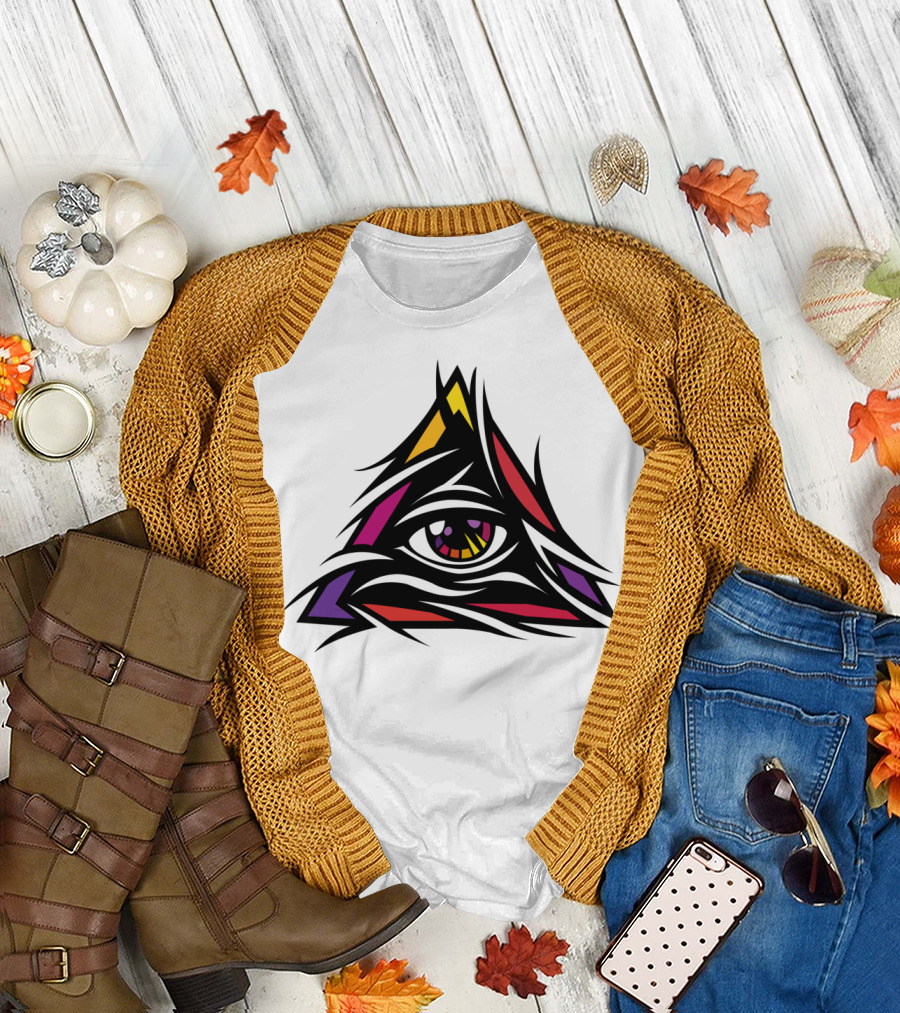 Illuminati Triangle Eye Multicolor Vibrant T-Shirt