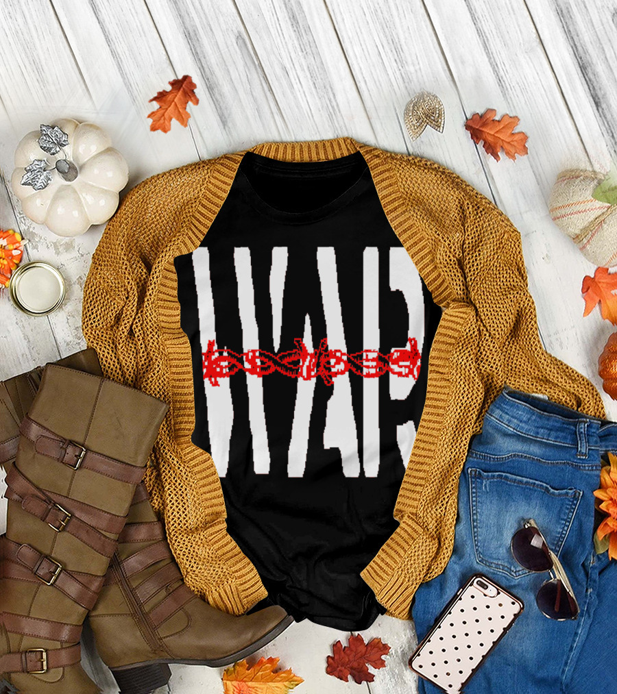 WAR Barbed Wire Red Black Contrast T-Shirt
