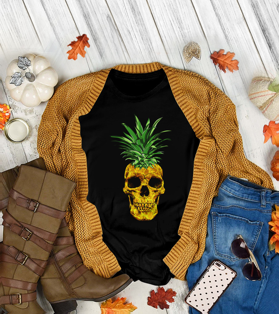 Fresh Pineapple Skull Art T-Shirt