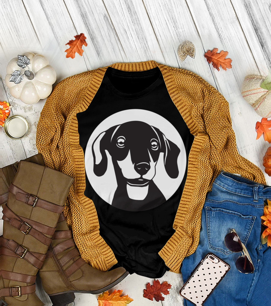 Dachshund Phone Iconic Black and White Dog T-Shirt