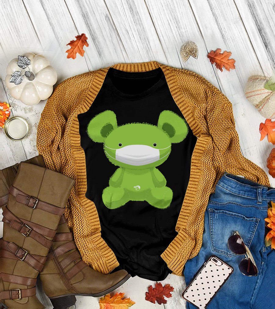 Bear With Mask in Bright Green with Tiny Bear T-Shirt