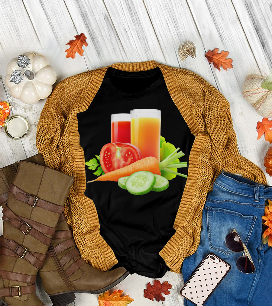 Fresh Vegetable Juices Tomato Carrot Cucumber Glasses T-Shirt