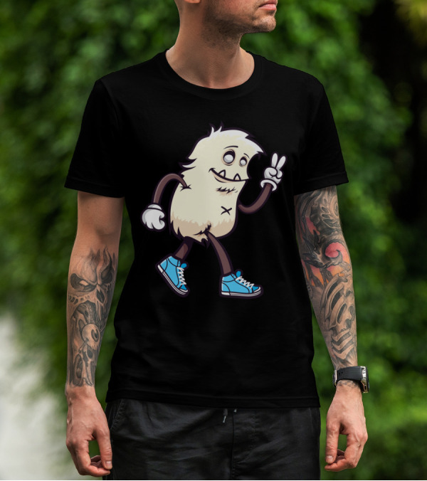 Snow Man Cartoon In Blue Sneakers T-Shirt