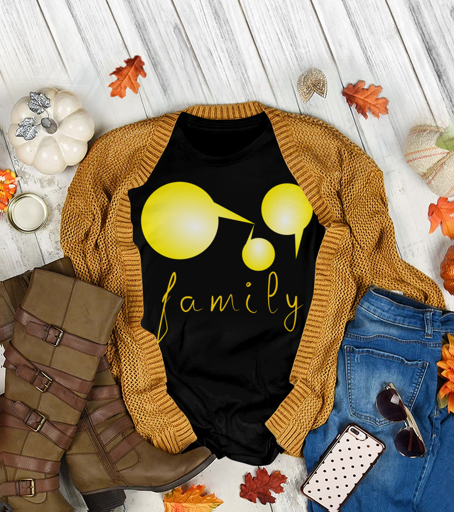 Dad Mom And Me Family Yellow Circles T-Shirt