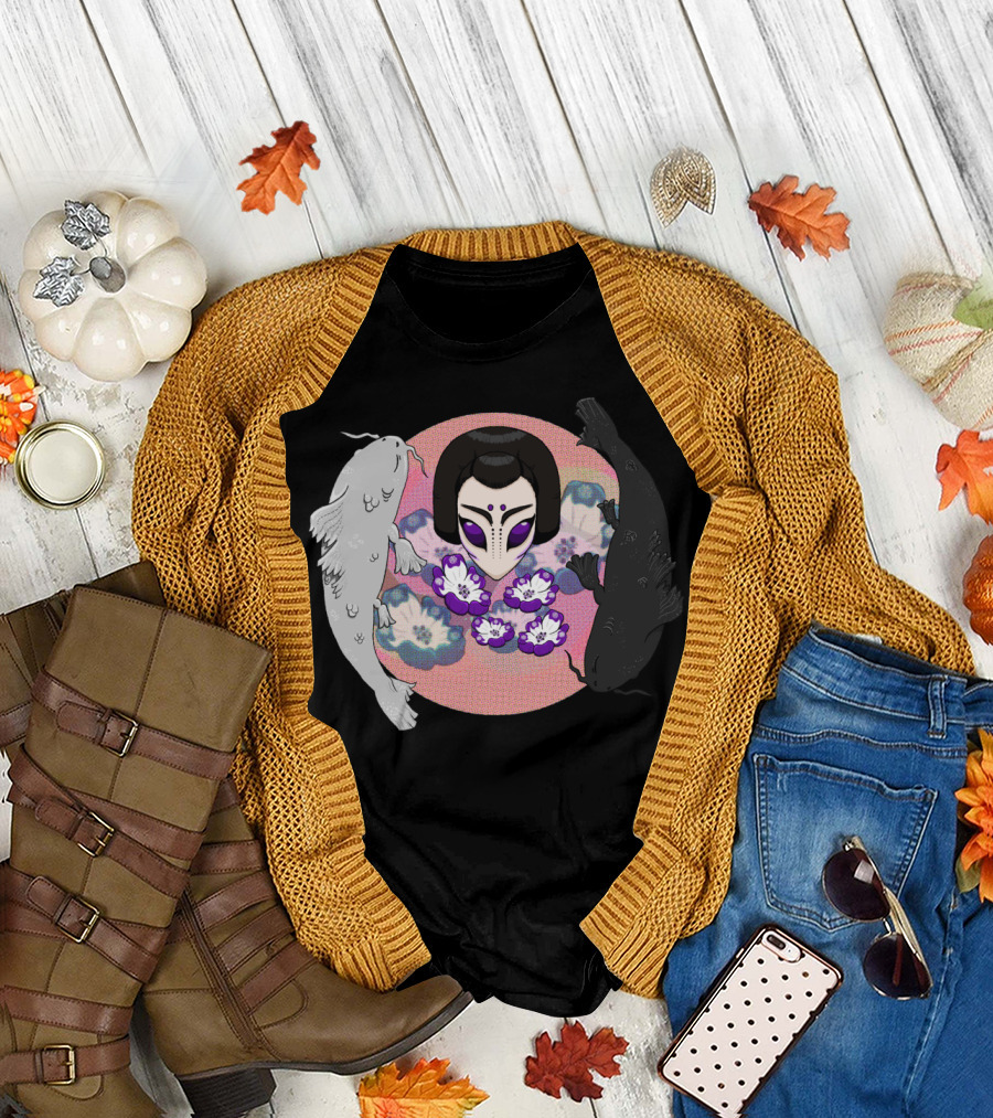 Alien Geisha C Floral Koi Circle T-Shirt