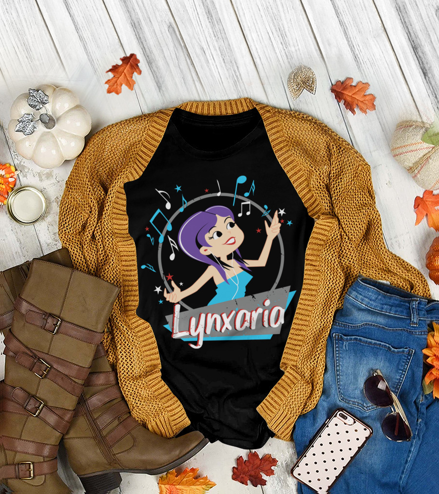 Lynxaria Music Spell with Charming Melody Notes and Animated Vibes T-Shirt