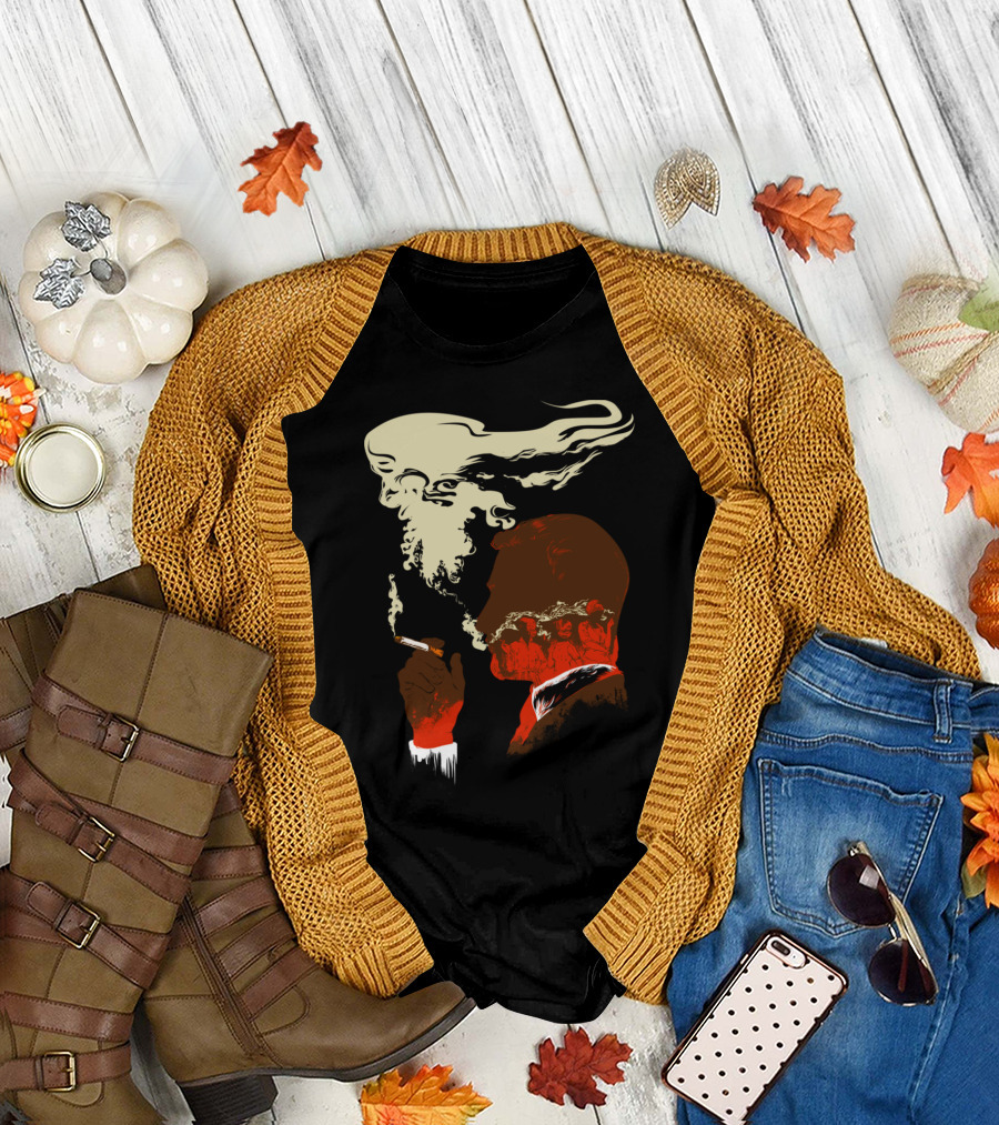 MadMen Smoke Silhouette with Abstract T-Shirt