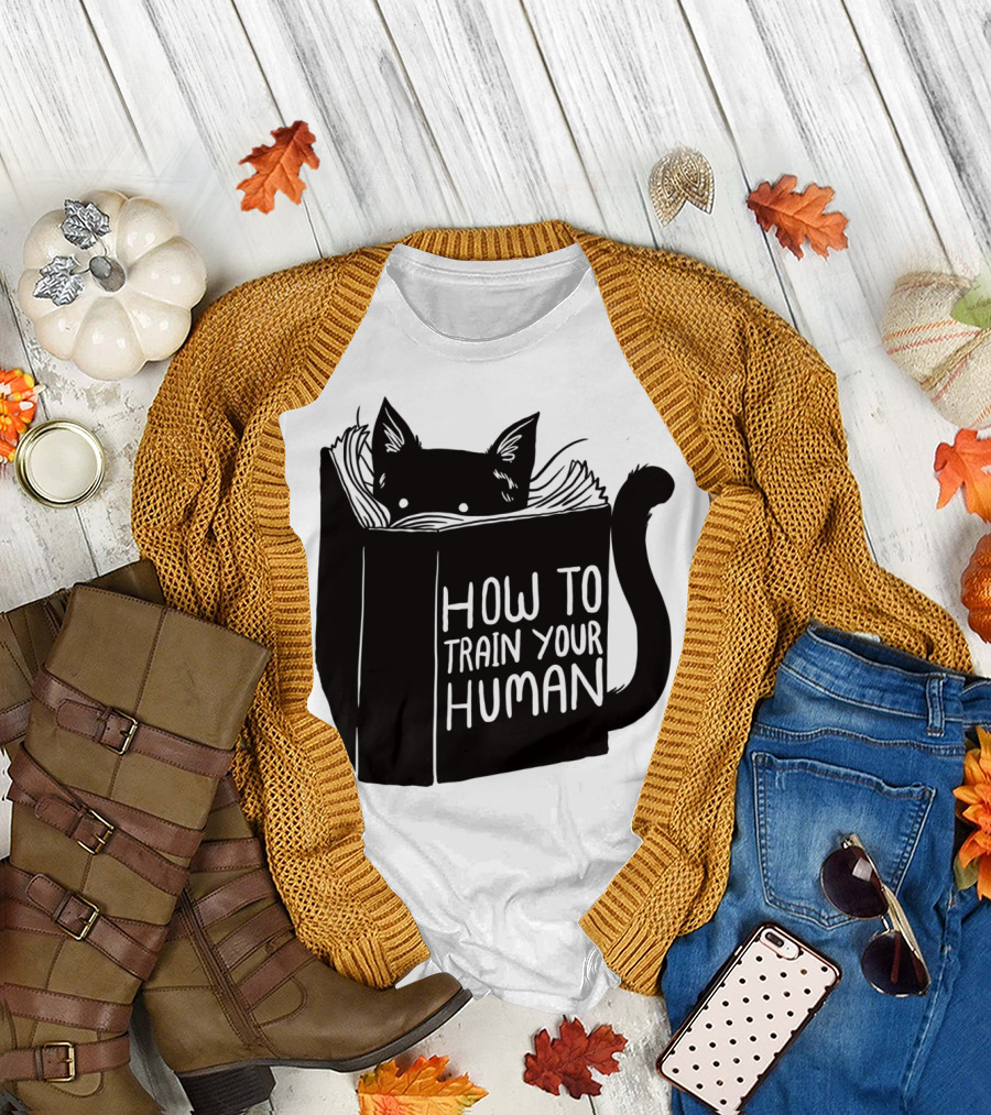 How To Train Your Human Book Cat T-Shirt