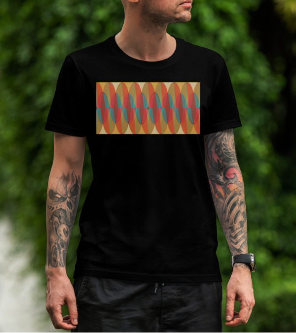 Wavy Color Stripe Geometric Pattern Retro Vibe T-Shirt
