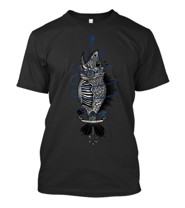 In A Trap Fish Skeleton Wrapped In Blue Rings T-Shirt