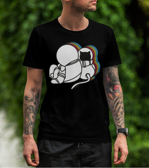 Friends Astronaut Cat Rainbow Vibe T-Shirt