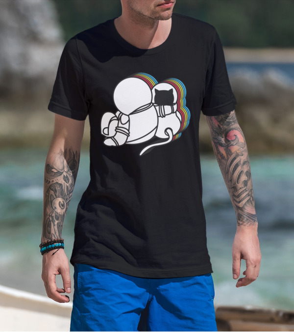 Friends Astronaut Cat Rainbow Vibe T-Shirt