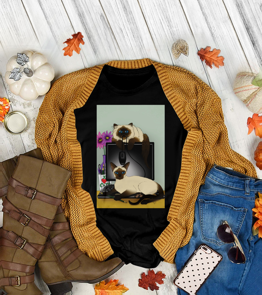 We Are Siamese Cats by Computer T-Shirt
