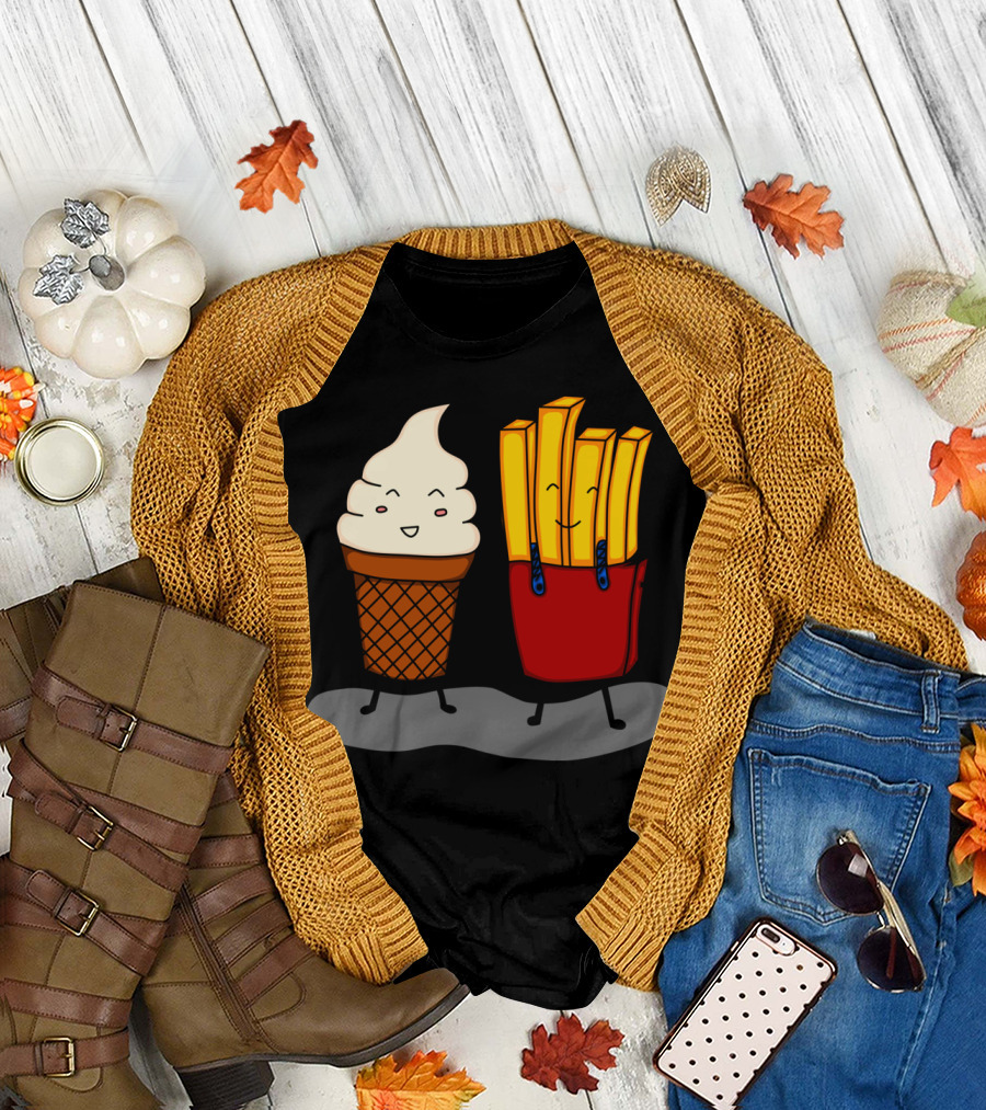 Fries And Ice Cream Joyful Friendship Duo T-Shirt