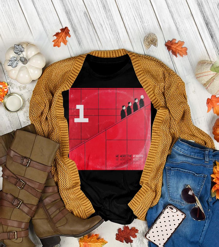 We Were The Robots Red Album Cover with Number One and Human Figures T-Shirt