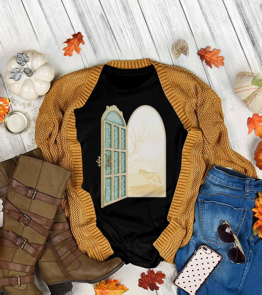 Open View DreamE Enchanted Gateway with Wolf Scene T-Shirt