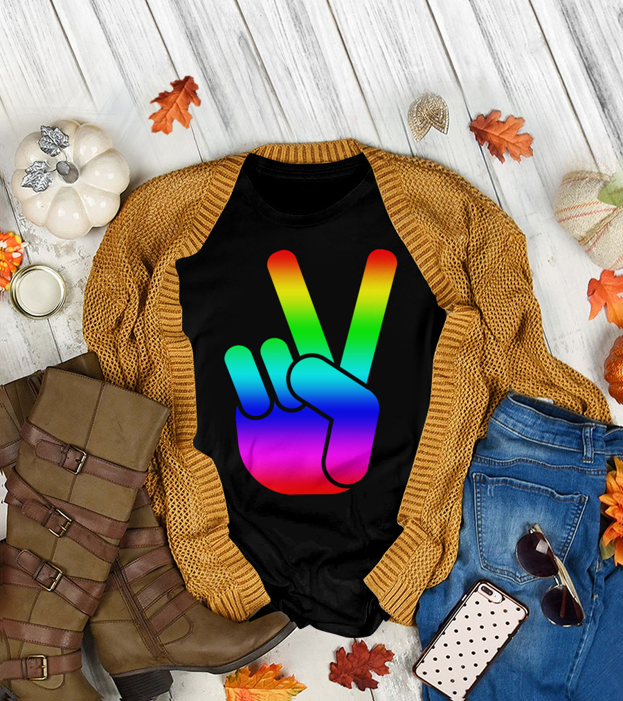 Peace Sign Rainbow Gradient Equality T-Shirt