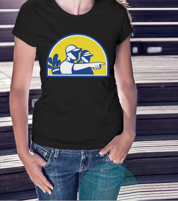 Caddie And Golfer Pointing With Golf Bag T-Shirt
