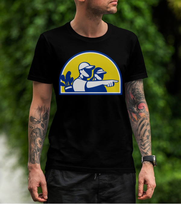 Caddie And Golfer Pointing With Golf Bag T-Shirt