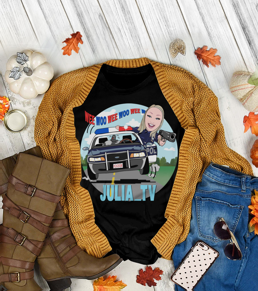Wee Woo Julia_TV Police Car Cartoon with Officer T-Shirt