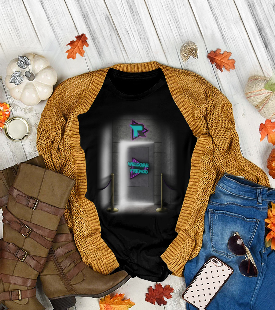 Welcome Friendo Neon Doorway Portal R T-Shirt