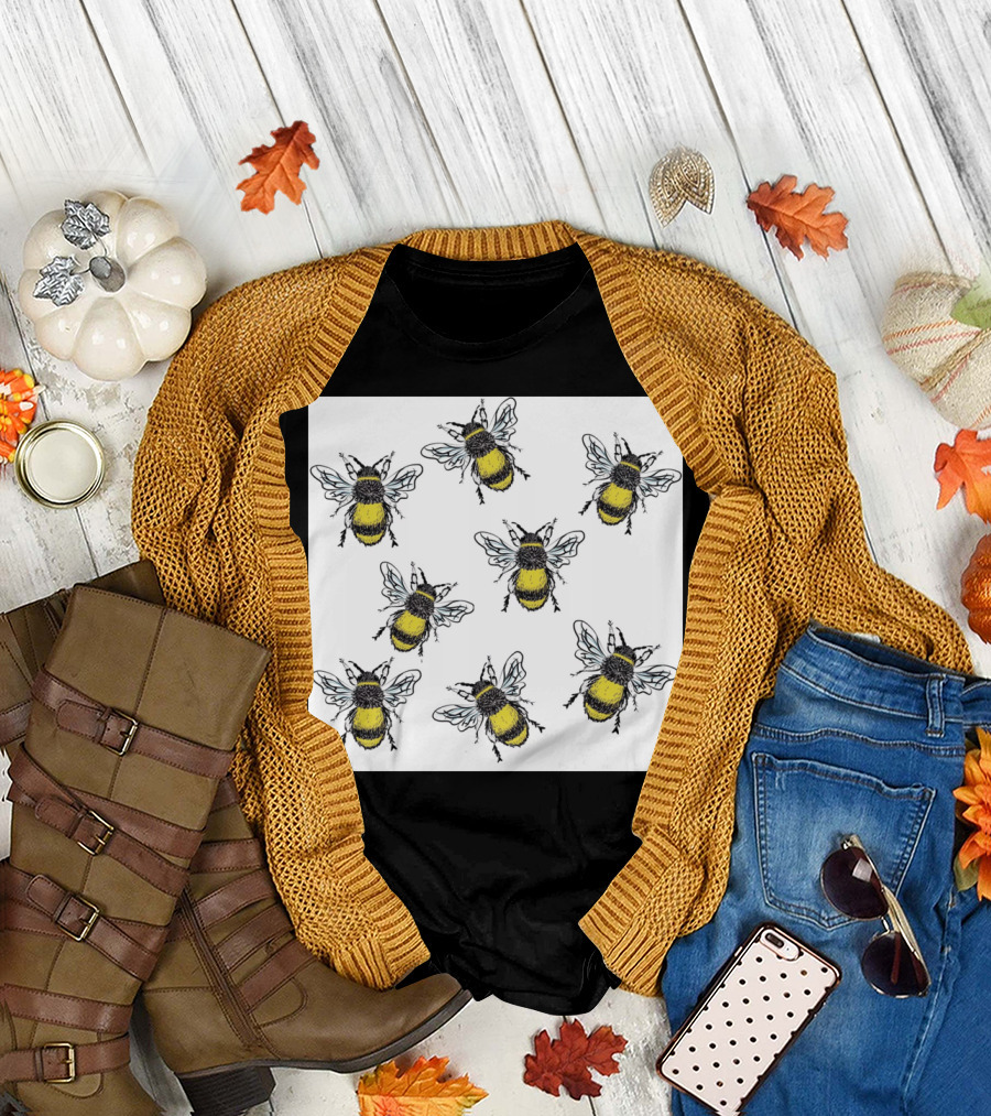 Bee Print Seven Buzzing Bees T-Shirt