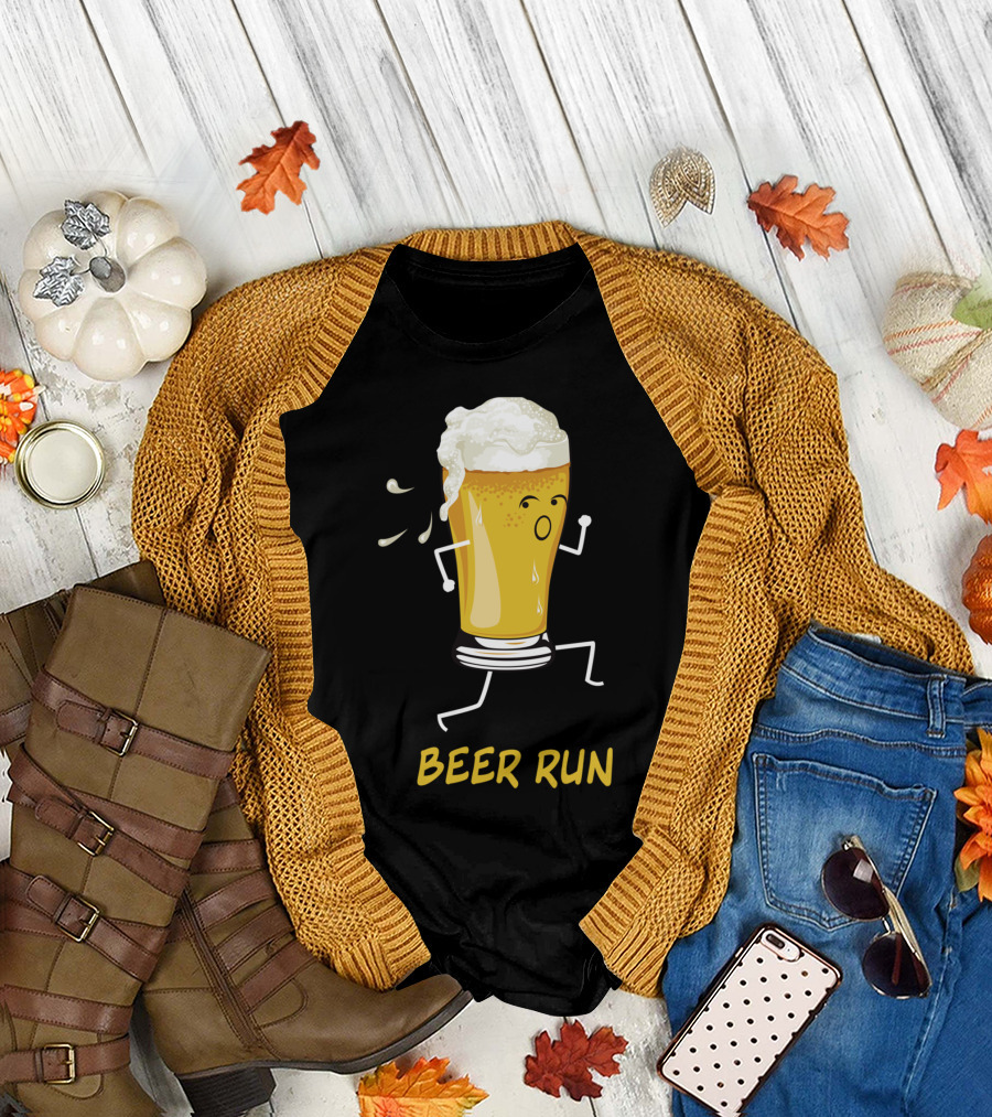 Beer Run Frothy Pint Character Running T-Shirt