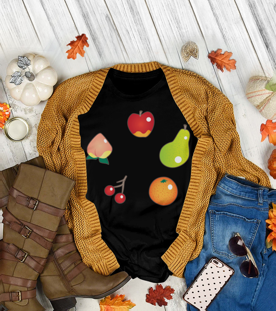 Fruit-Themed Basketball Illustrations: Apple, Peach, Pear, Orange, Cherry T-Shirt