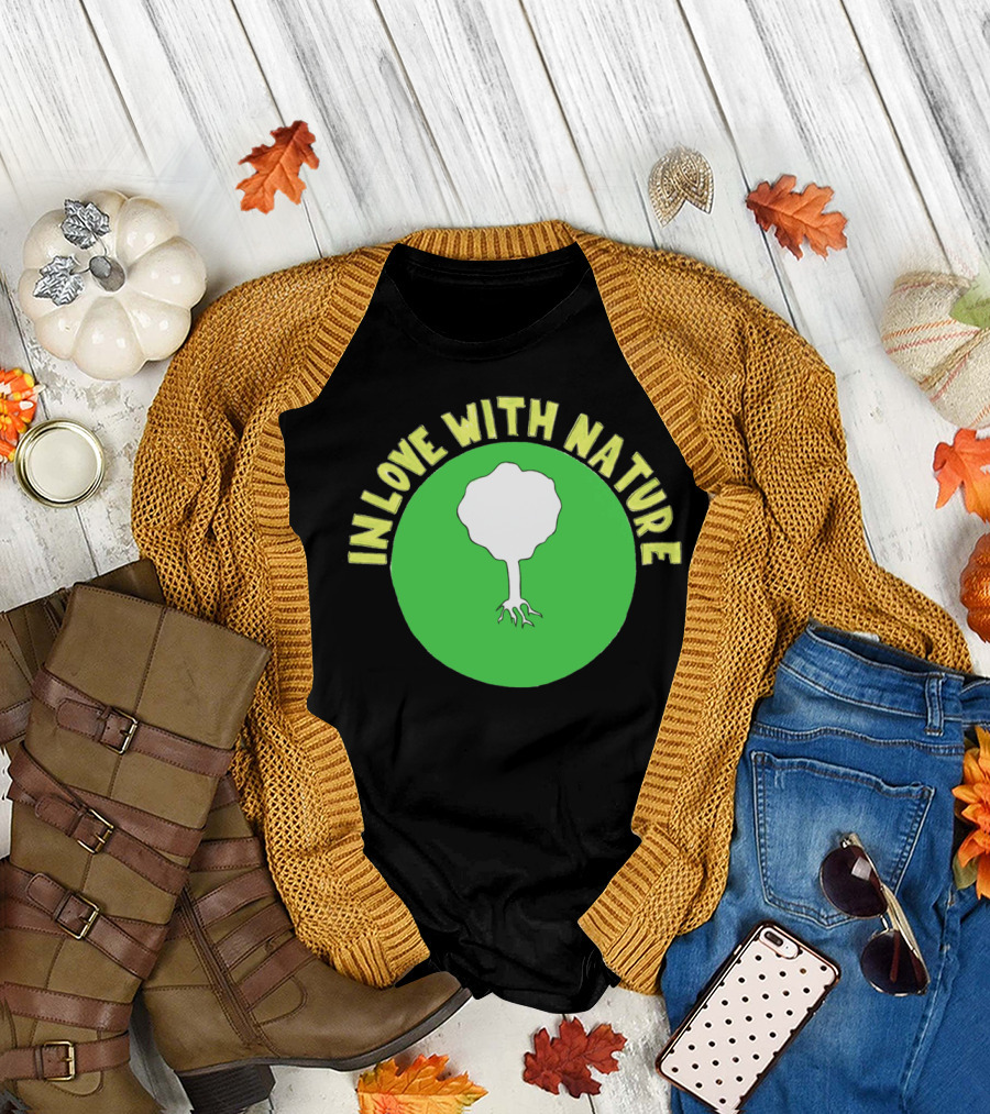 In Love With Nature Tree Emblem Green Circle T-Shirt