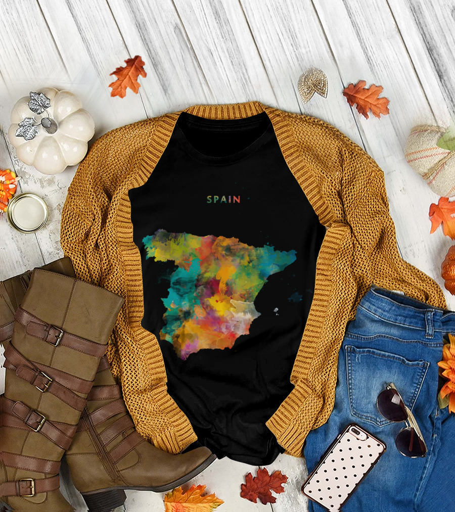 Spain Map Colorful Abstract T-Shirt
