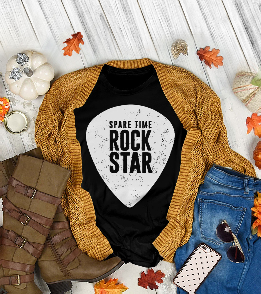 Spare Time Rockstar Guitar Player Pick T-Shirt