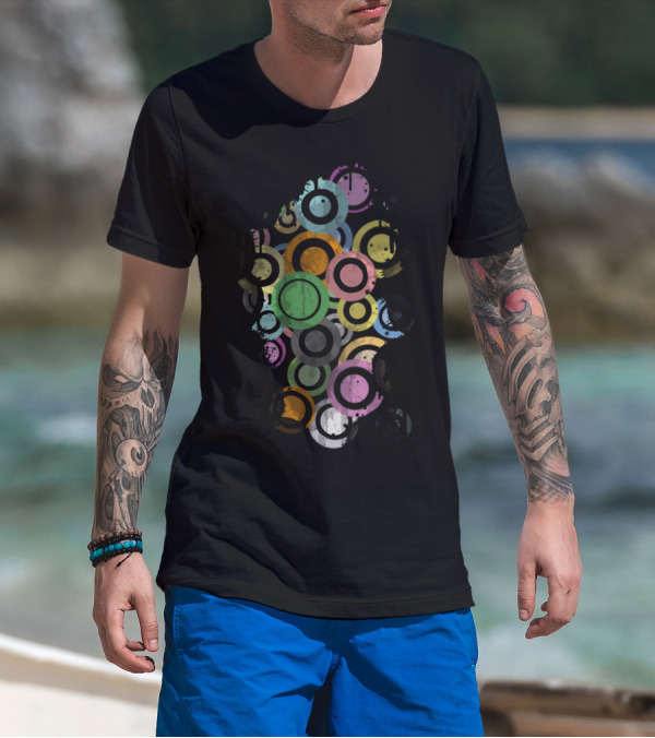 Full Of Colorful Retro Circles Pattern Funny And Cool T-Shirt