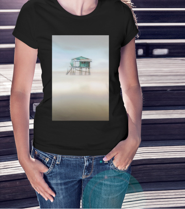 In Perfect Isolation Bl Misty Coastal House On Stilts T-Shirt