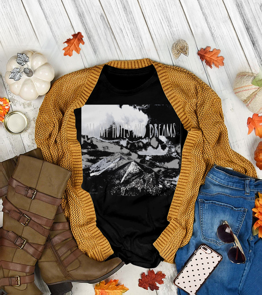 All My Hopes and Dreams Mountain Landscape in Black and White by Nicole la Fleur T-Shirt