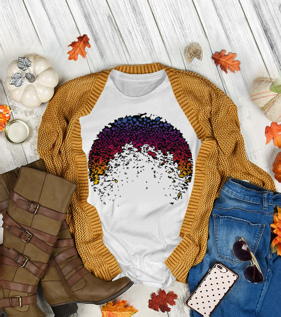 Colorful Scattered Half Moon Rising Geometric Sunset T-Shirt