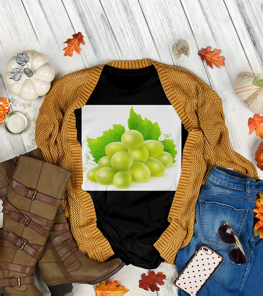 White Grapes and Green Leaf Cluster T-Shirt