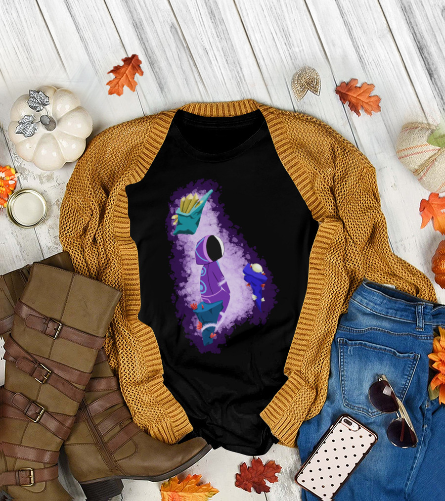 In Space Alone Abstract Hooded Figure with Celestial Accents T-Shirt